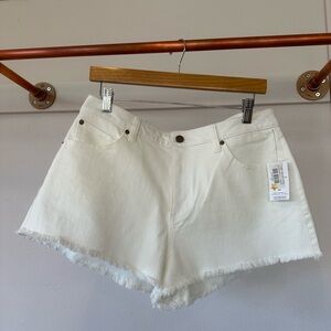 Volcom White Frayed Hem Jean Shorts
